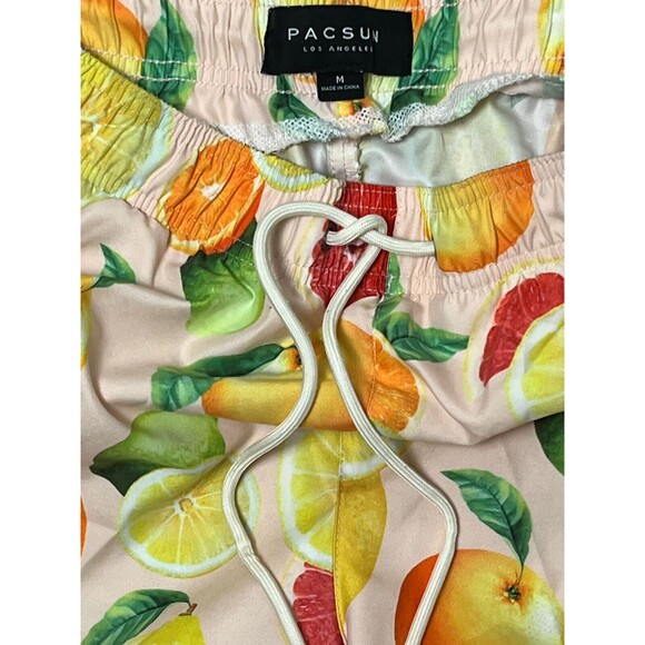 Pacsun Board Shorts Mens Medium Fruit Swim Trunks Pockets Pool Lemon Orange Lime - Picture 3 of 3